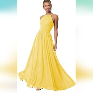 Halter Bridesmaid Dresses Long Chiffon